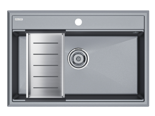 Кухонная мойка + коландер Paulmark PM117551-GRM+A375-BS 75х50 цвет серый